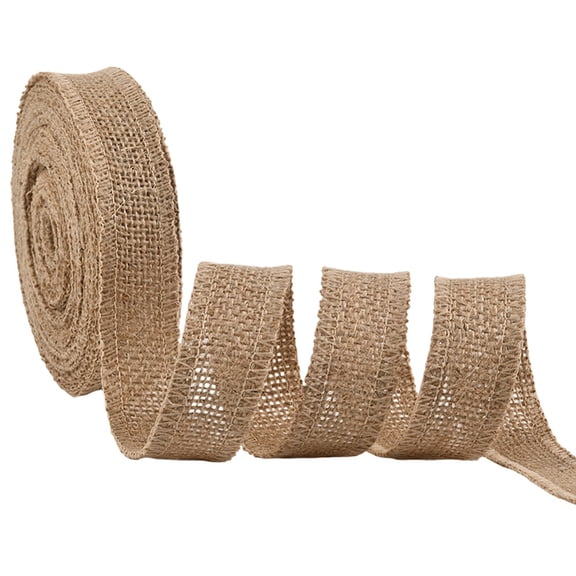 10.94 Yards Burlap Thin Ribbon Gift Wrap Ribbon Jute 1 Inch Rustic Natural Woven Net Wheat Soft Linen Craft Fabric Roll Accessories DIY