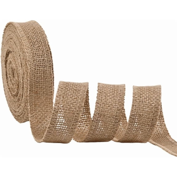 10.94 Yards Burlap Thin Ribbon Gift Wrap Ribbon Jute 1 Inch Rustic Natural Woven Net Wheat Soft Linen Craft Fabric Roll Accessories