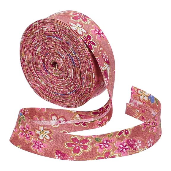 10.94 Yards Cotton Flower Ribbon 7/8 inch Light Salmon Floral Printed Ribbon Flower Pattern Decorative Ribbons DIY