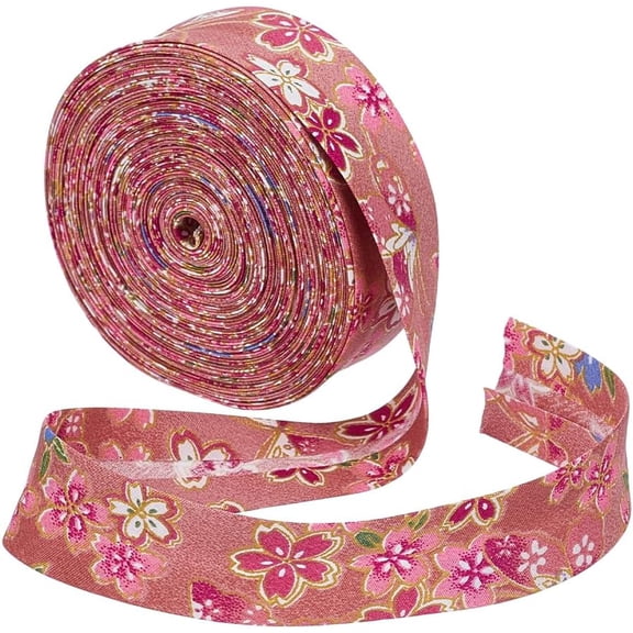 10.94 Yards Cotton Flower Ribbon 7/8 inch Light Salmon Floral Printed Ribbon Flower Pattern Decorative Ribbons