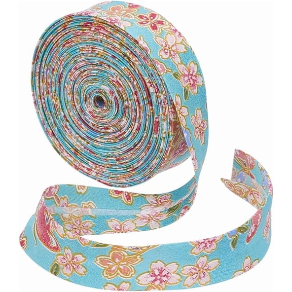 10.94 Yards Cotton Flower Ribbon 7/8 inch Sky Blue Floral Printed Ribbon Flower Pattern Decorative Ribbons
