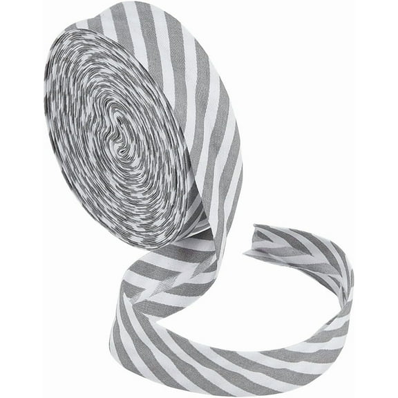 10.94 Yards Dark Gray White Stripe Bias Binding 3/4Inch Wide Striped Ribbon Polyester Twill Striped Piping Ribbon for DIY Garment Sewing Seaming Piping Quilting Gray