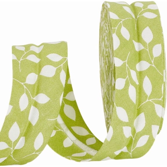 10.94 Yards Double Fold Bias Tape 1.18 Inch Wide Leaf Bias Binding Tape DIY Garment Accessories Fabric Hem Quilt Binding for Sewing Seaming Piping Crafts(Yellow and Green) Green