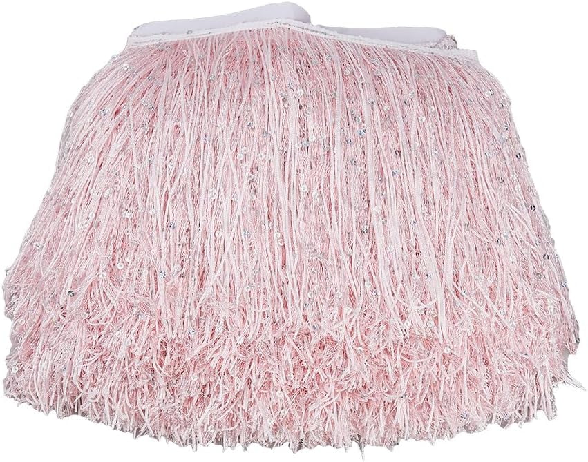 10.94 Yards Fringe Lace Trim 7-7/8 Inch Sequins Chainette Fringe Pink Tassel Sewing Ribbon Long Sparkling Fringe Trimming