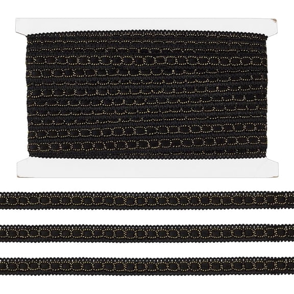 10.94 Yards Gimp Braid Trim Black Woven Braid Trim with Gold Edge 1/2 inch Basic Trim Decorative Gimp Braid Polyester Woven Braid Trim for Costume DIY Crafts Sewing Curtain Decoration DIY