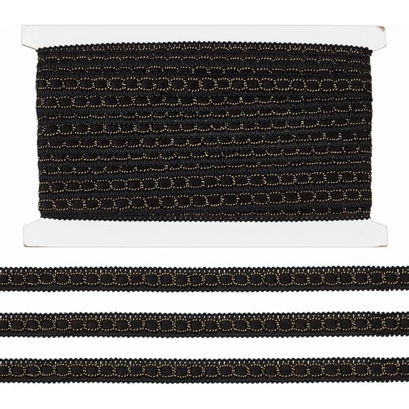 10.94 Yards Gimp Braid Trim Black Woven Braid Trim with Gold Edge 1/2 inch Basic Trim Decorative Gimp Braid Polyester Woven Braid Trim for Costume DIY