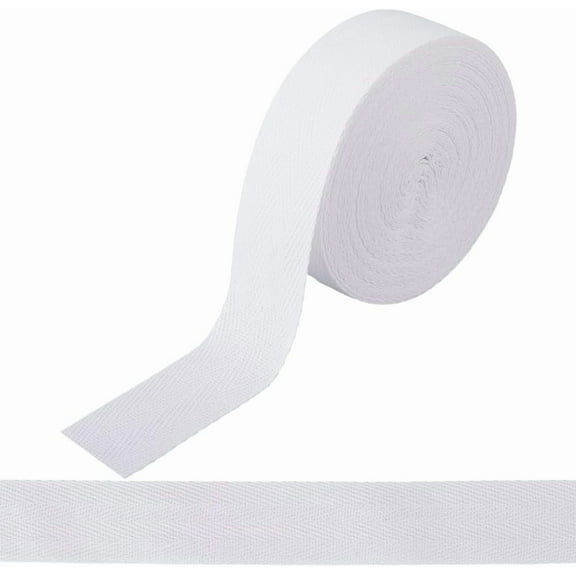 10.94 Yards x 1.2 Inch Cotton Twill Ribbon White Herringbone Webbing Tapes Bias Binding Ribbon Roll Trimming