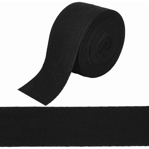 10.94 Yards x 2 Inch Cotton Twill Tape Black Bias Binding Ribbon Herringbone Tape Roll Webbing