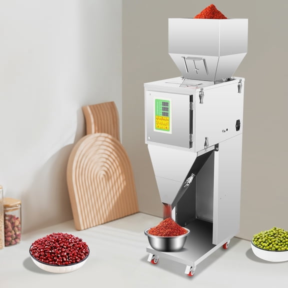 10-999g Particle Filling Machine, Automatic Filler with Smart Control Panel & Universal Wheels, Electric Bottle Bag Packing Machine for Rice Peanuts Flour