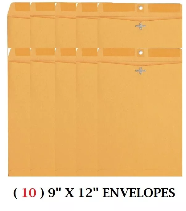 ( 10 ) 9x12 Manilla Brown Kraft Clasp Catalog Envelopes Letters Mailers