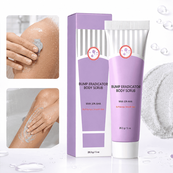 10% AHA Exfoliating Body Scrub with Glycolic and Lactic Acids for Rough, Bumpy-Feeling Skin, 1 oz