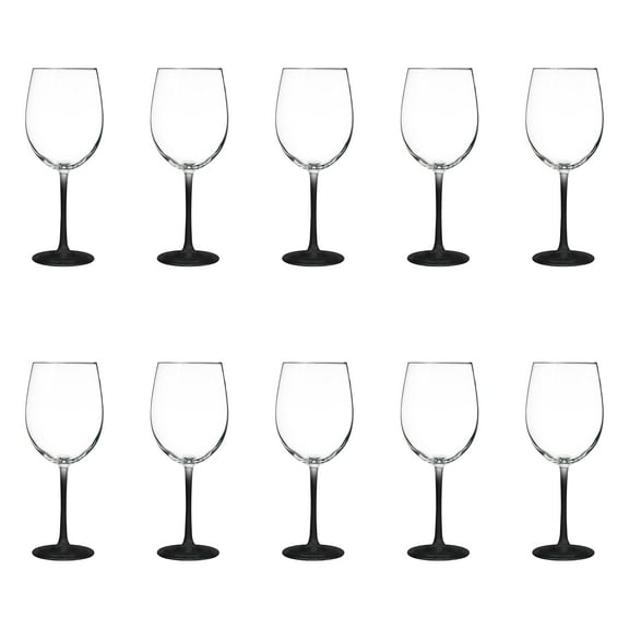 10 ARC Cachet White Wine Glasses Set, 19 oz. - Barware, Sturdy, Vibrant - Black