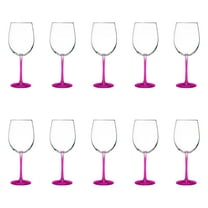 10 ARC Cachet White Wine Glasses Set, 19 oz. - Barware, Sturdy, Vibrant - Pink