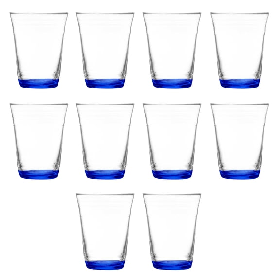 10 ARC Clear Glass Pint Cups Set, 16 oz. - Mixing, USA Made - Blue