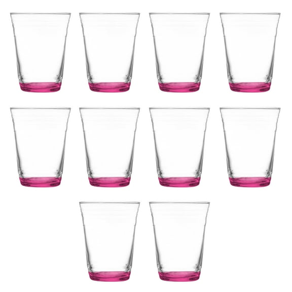 10 ARC Clear Glass Pint Cups Set, 16 oz. - Mixing, USA Made - Pink