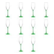 10 ARC Connoisseur Grand Champagne Flutes Set, 8 oz. - Durable, Sleek, Color Bottom, Barware - Green