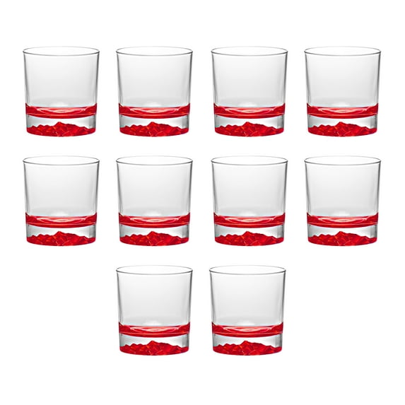 10 ARC Nevado Denver Whiskey Glasses Set, 11.5 oz. - USA made, Barware - Red