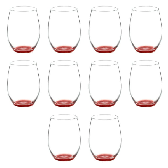 10 ARC Stemless Wine Glasses Set, 21 oz. - Chardonnay, Cabernet, Merlot, Sauvignon - Red