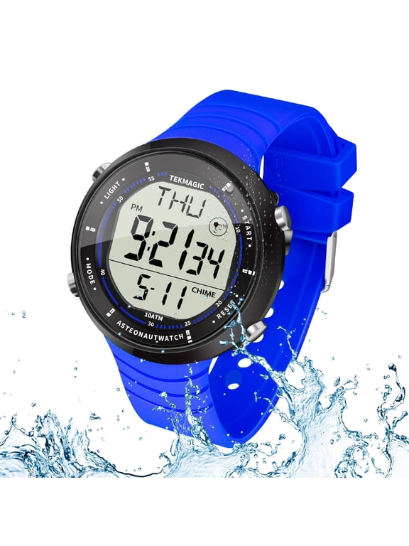 10 ATM Water Resistant Sports Watch for Swimming and Diving, with Functions of Stopwatch, Countdown, Dual Time, Alarm Clock, 12 and 24 Hour Format Switchable