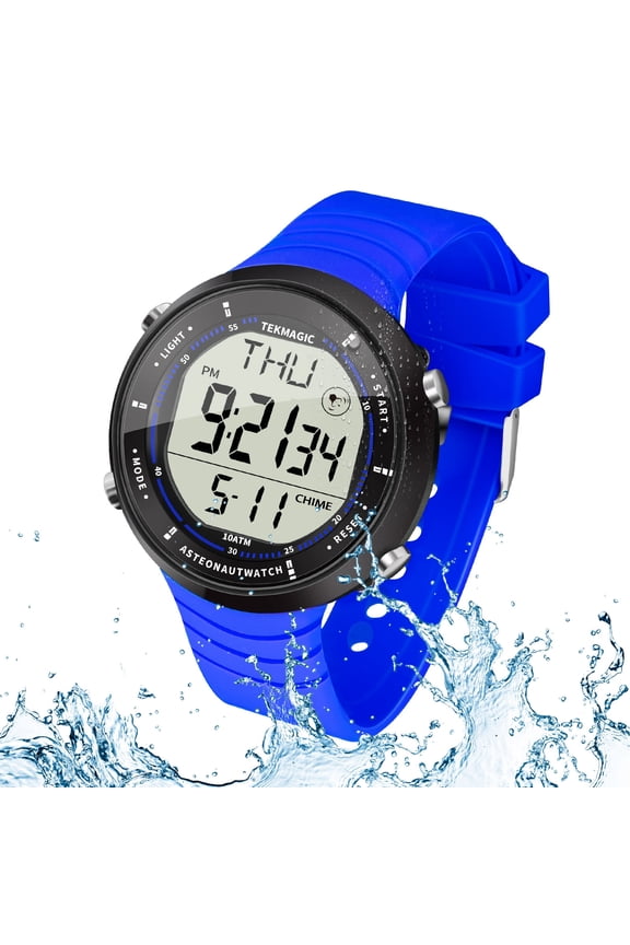10 ATM Water Resistant Sports Watch for Swimming and Diving, with Functions of Stopwatch, Countdown, Dual Time, Alarm Clock, 12 and 24 Hour Format Switchable