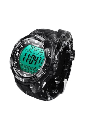 10 ATM Waterproof Watch for Diving Swimming with Stopwatch, Chronograph, Alarm, Dual Time Zone, 12/24 Hour Format Selectable