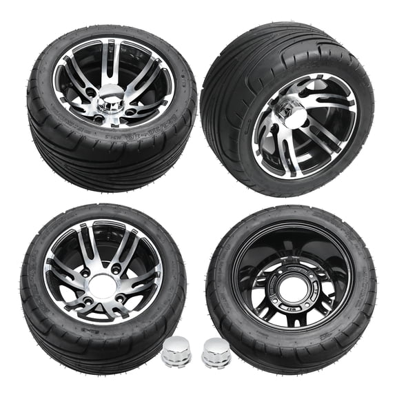 10" ATV Go Kart Wheel and Tire Assembly, 235/30-10 Tubeless Street Tire with Aluminum Rim,4-Lug 110mm PCD, Fits Club Car, Golf Cart, UTV, Lawn Mower, Buggy, Garden Tractor, Quad Bike Taotao (Set of 4