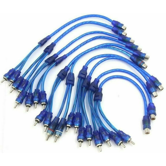 10 Absolute RCA Audio Cable "Y" Adapter Splitter 1 Female to 2 Male Plug Cable