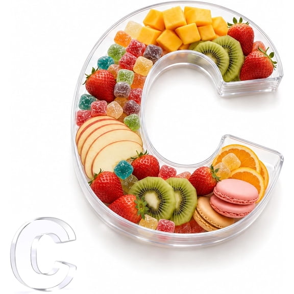 10" Acrylic Letter Charcuterie Tray Birthday Party Fillable Box C | Reusable Fillable Letter for Cake Candy, Serving Letter Trays Birthday Gift for Wedding Anniversary Baby Shower Decorations