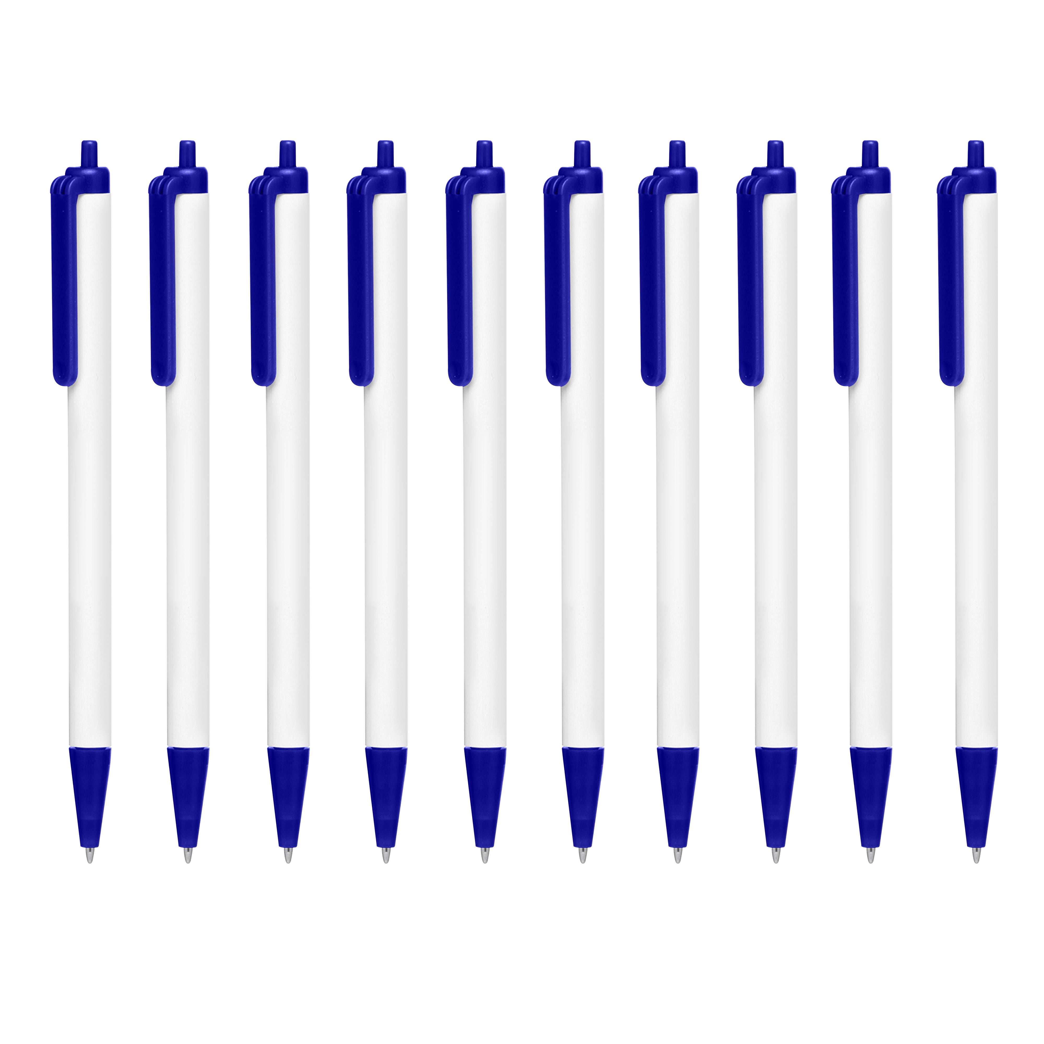 10 Advantage Retractable Pens Pack - Slim Barrel, Black Ink - Blue