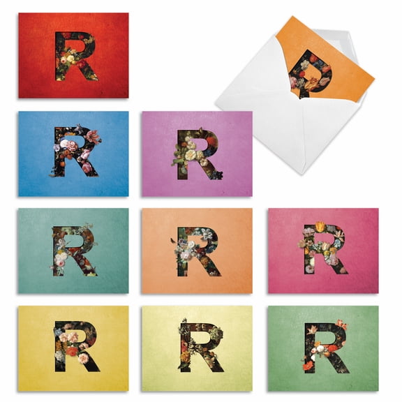 10 All Occasion Blank Note Cards Assorted (4 x 5.12 Inch) - BAROQUE BLOOMS R
