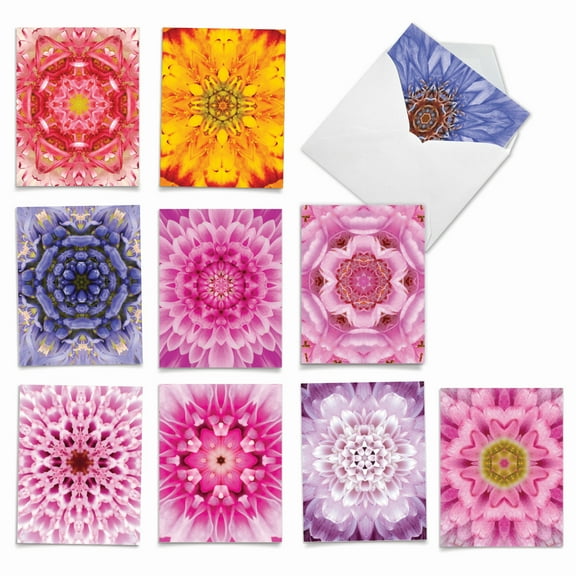 10 All Occasion Blank Note Cards Assorted (4 x 5.12 Inch) - BLOOMOSCOPIC M6033