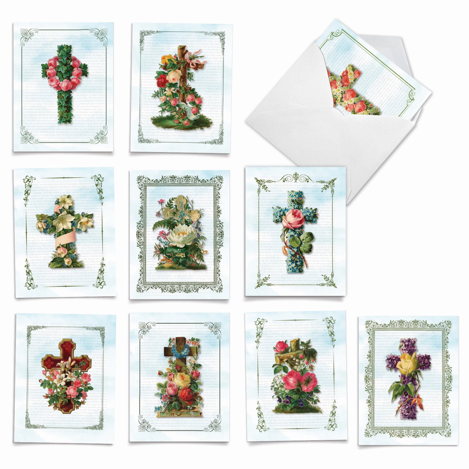 10 Thank You Note Cards Assorted (4 x 5.12 Inch) - CROSS CARDS M6466TYG ...