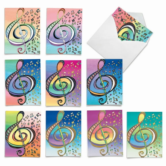 10 All Occasion Blank Note Cards Assorted (4 x 5.12 Inch) - DESIGN TUNES M3315