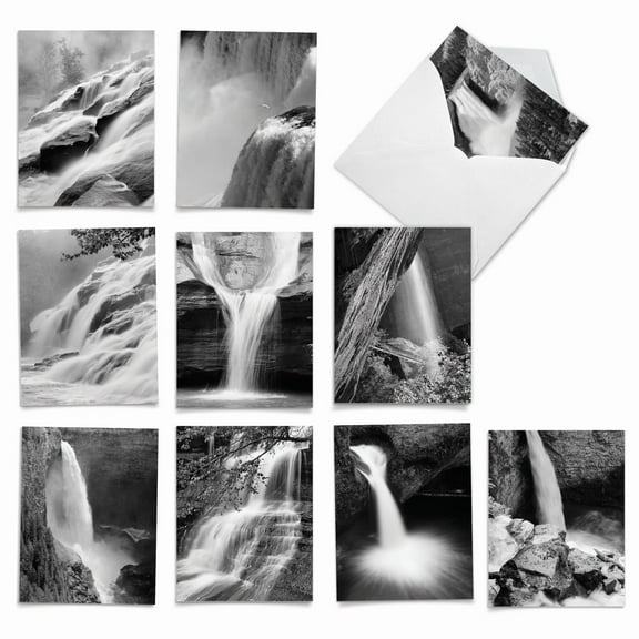 10 All Occasion Blank Note Cards Assorted (4 x 5.12 Inch) - FALLING WATERS