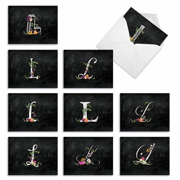 10 All Occasion Blank Note Cards Assorted (4 x 5.12 Inch) - L CHALK AND ROSES