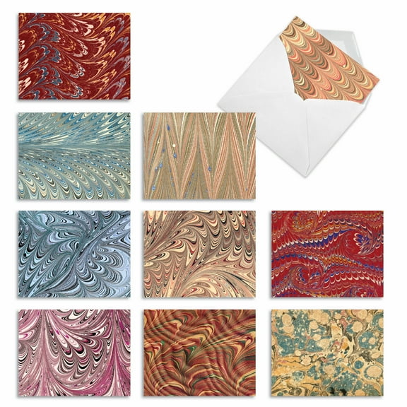 10 All Occasion Blank Note Cards Assorted (4 x 5.12 Inch) - MARBLED MARVELS