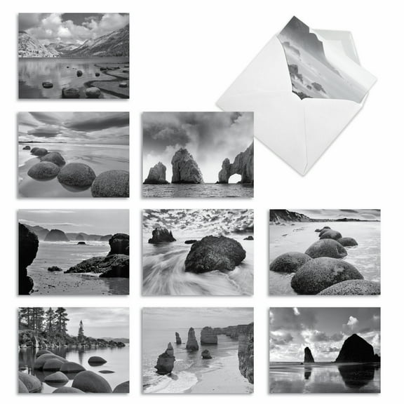 10 All Occasion Blank Note Cards Assorted (4 x 5.12 Inch) - ON THE ROCKS M3309
