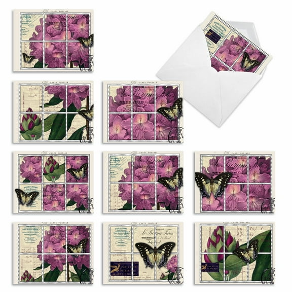 10 All Occasion Blank Note Cards Assorted (4 x 5.12 Inch) - PAPILLON POST M3981