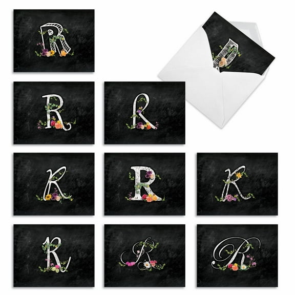 10 All Occasion Blank Note Cards Assorted (4 x 5.12 Inch) - R CHALK AND ROSES