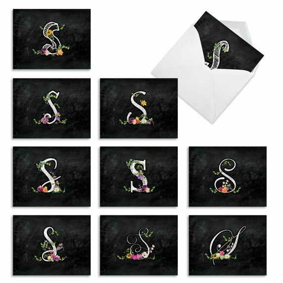 10 All Occasion Blank Note Cards Assorted (4 x 5.12 Inch) - S CHALK AND ROSES