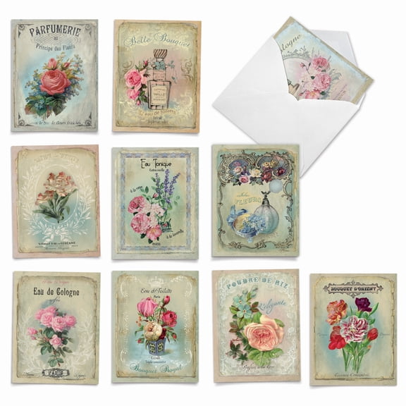 10 All Occasion Blank Note Cards Assorted (4 x 5.12 Inch) - SCENTIMENTS M6472OCB