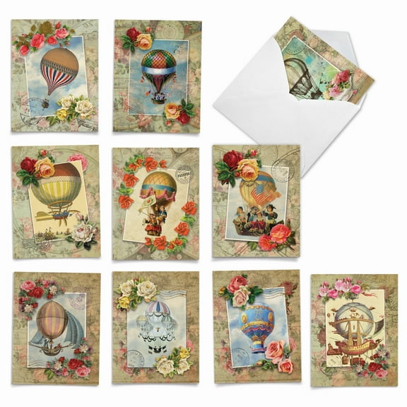 10 All Occasion Blank Note Cards Assorted (4 x 5.12 Inch) - Timeless Travel