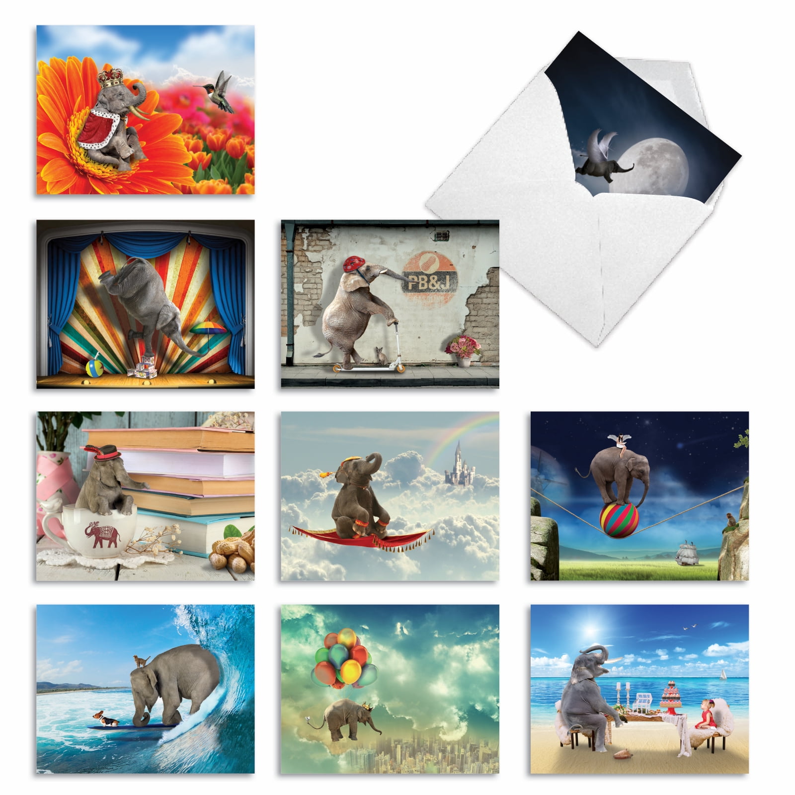 10 All Occasion Blank Note Cards Pack (4 x 5.12 Inch) - ELEFANTASY ...