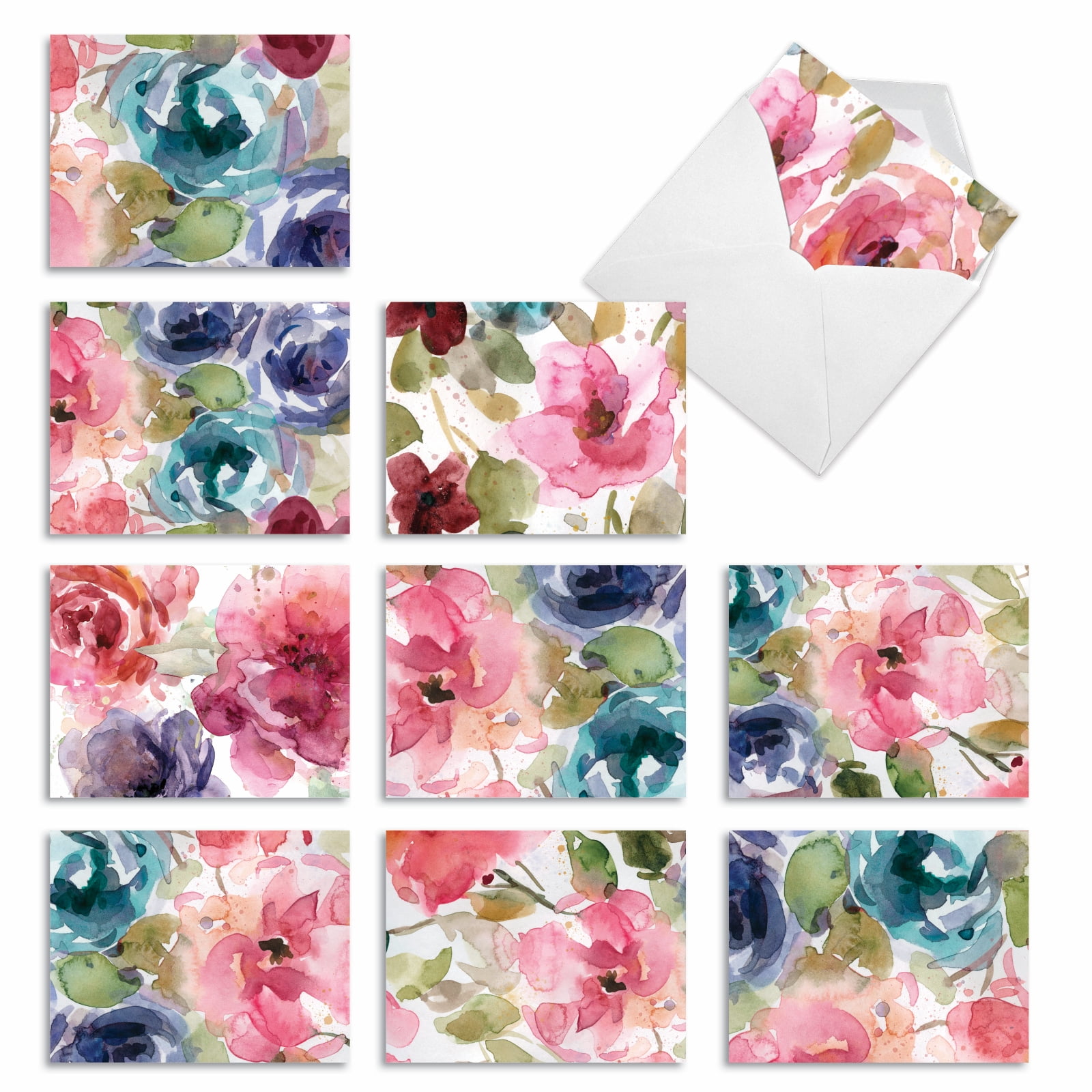 10 All Occasion Blank Note Cards Pack (4 x 5.12 Inch) - LUSH BLOOMS ...