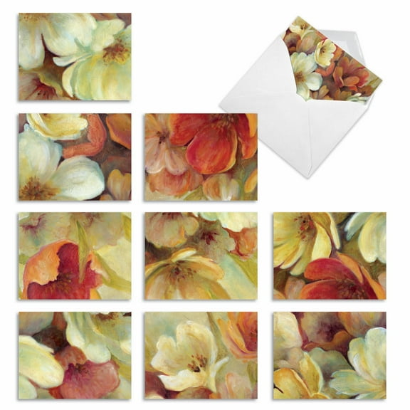 10 All Occasion Blank Note Cards Pack (4 x 5.12 Inch) - SPICE BLOOMS M6628OCB