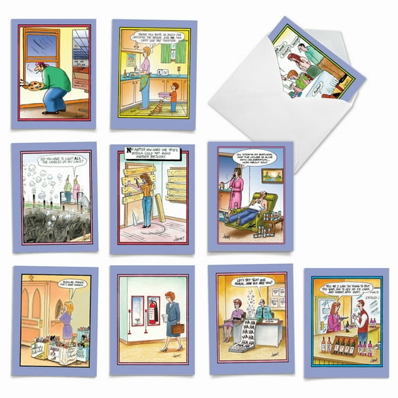 10 All Occasion Blank Note Cards Pack (4 x 5.12 Inch) - TOM TOONS M6616OCB