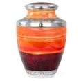 thumbnail image 1 of 10" Aluminum Decorative Funeral Urns for Cremated Human Ash Remains Storage | Beautiful Galaxy Funeral Pot for Pet Loss & Loved Ones | Large Size Engraved Metal Urns Premium Finish (Lava Red), 1 of 4