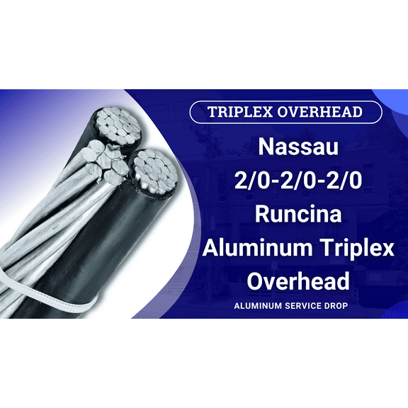 10' Aluminum Runcina 2/0-2/0-2/0 Triplex Overhead Service Drop Cable