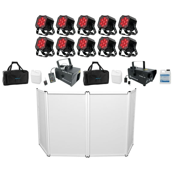 10) American DJ MOD STQ Compact DMX Par Lights w/Remote+Facade+Hazer+Fogger+Bags
