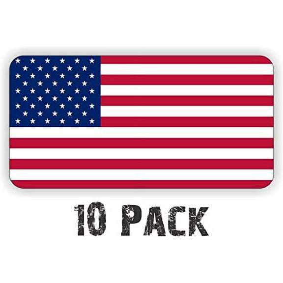 10 American Flag Hard Hat Stickers | Decals | Labels Tool Lunch Box Helmet Patriotic Old Glory Flags | Each Decal Measures 1" x 2"